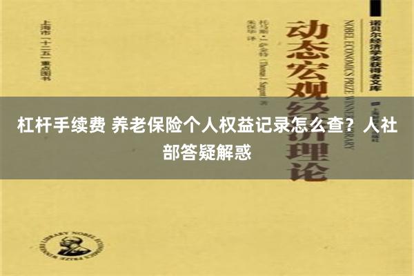 杠杆手续费 养老保险个人权益记录怎么查？人社部答疑解惑