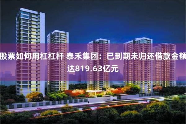 股票如何用杠杠杆 泰禾集团：已到期未归还借款金额达819.63亿元