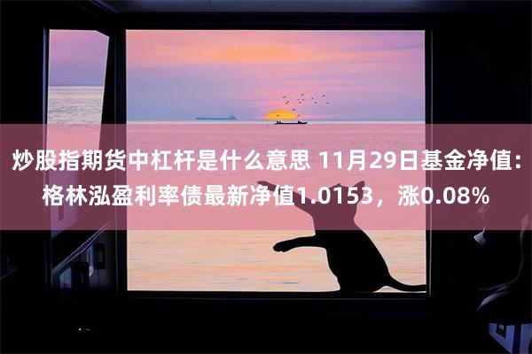 炒股指期货中杠杆是什么意思 11月29日基金净值：格林泓盈利率债最新净值1.0153，涨0.08%