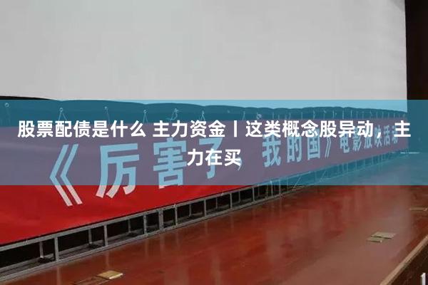 股票配债是什么 主力资金丨这类概念股异动，主力在买