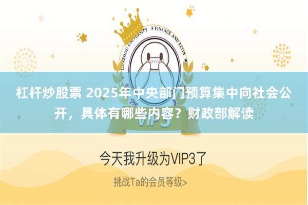杠杆炒股票 2025年中央部门预算集中向社会公开，具体有哪些内容？财政部解读