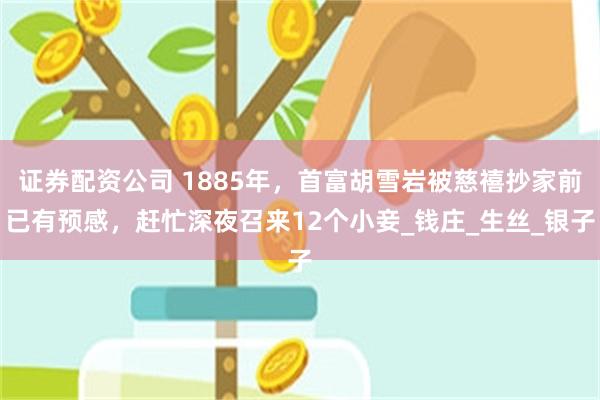 证券配资公司 1885年，首富胡雪岩被慈禧抄家前已有预感，赶忙深夜召来12个小妾_钱庄_生丝_银子
